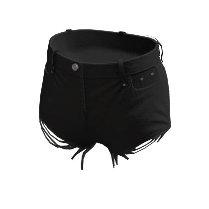 Denim Ripped Shorts - Black